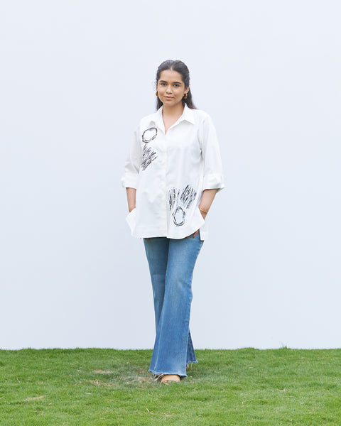 The All-Day White Scribble Shirt - Black