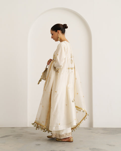 The Sona White Sikka Booti Silk Chanderi Dupatta