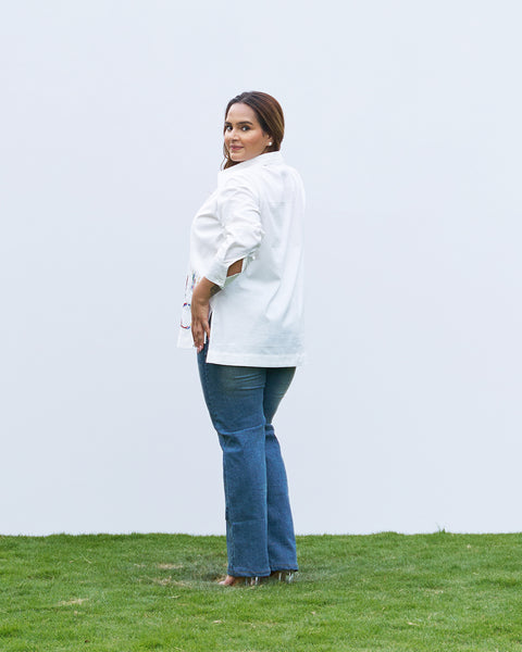 The All-Day White Scribble Shirt - Rainbow