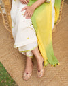 Lime Yellow & Ivory Pure Cotton Set with Embroidery