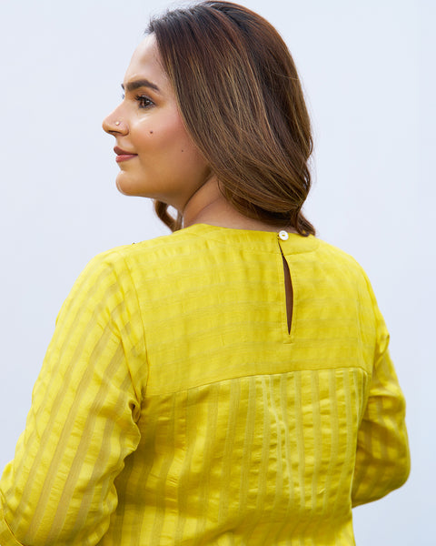 Bright Yellow Silk Chanderi Set