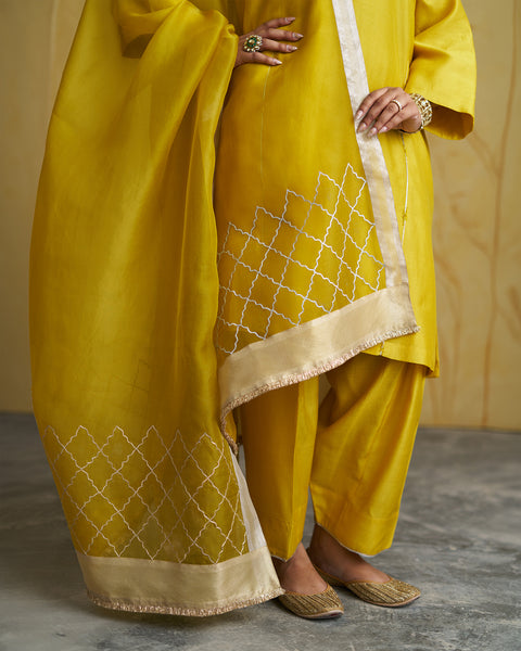 Amaltas Yellow Silk Chanderi Set
