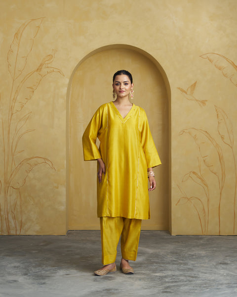 Amaltas Yellow Silk Chanderi Set