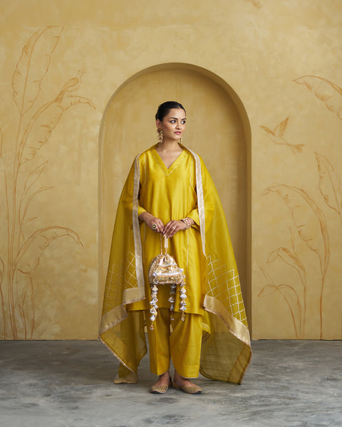 Amaltas Yellow Silk Chanderi Set