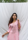 Baby Pink Linen Tunic with Cut-Fray Handwork
